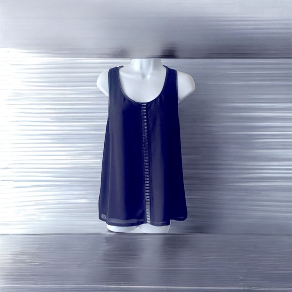 Naked Zebra Tops - Naked Zebra Black Tank Top with Sheer Detail